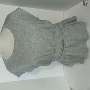 Postmark Anthropologie Cinched Waist Ruffle Hem  Grey Top Medium